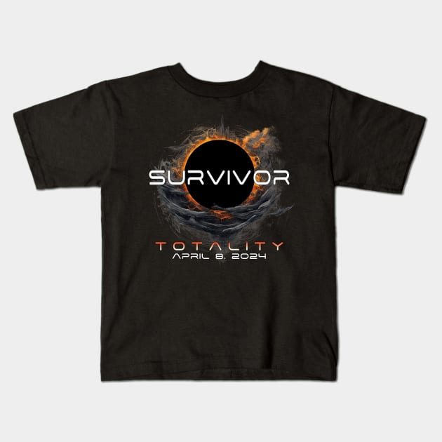 Survivor Totality April 8, 2024 I Survived the Solar Eclipse Kids T-Shirt by Dibble Dabble Designs